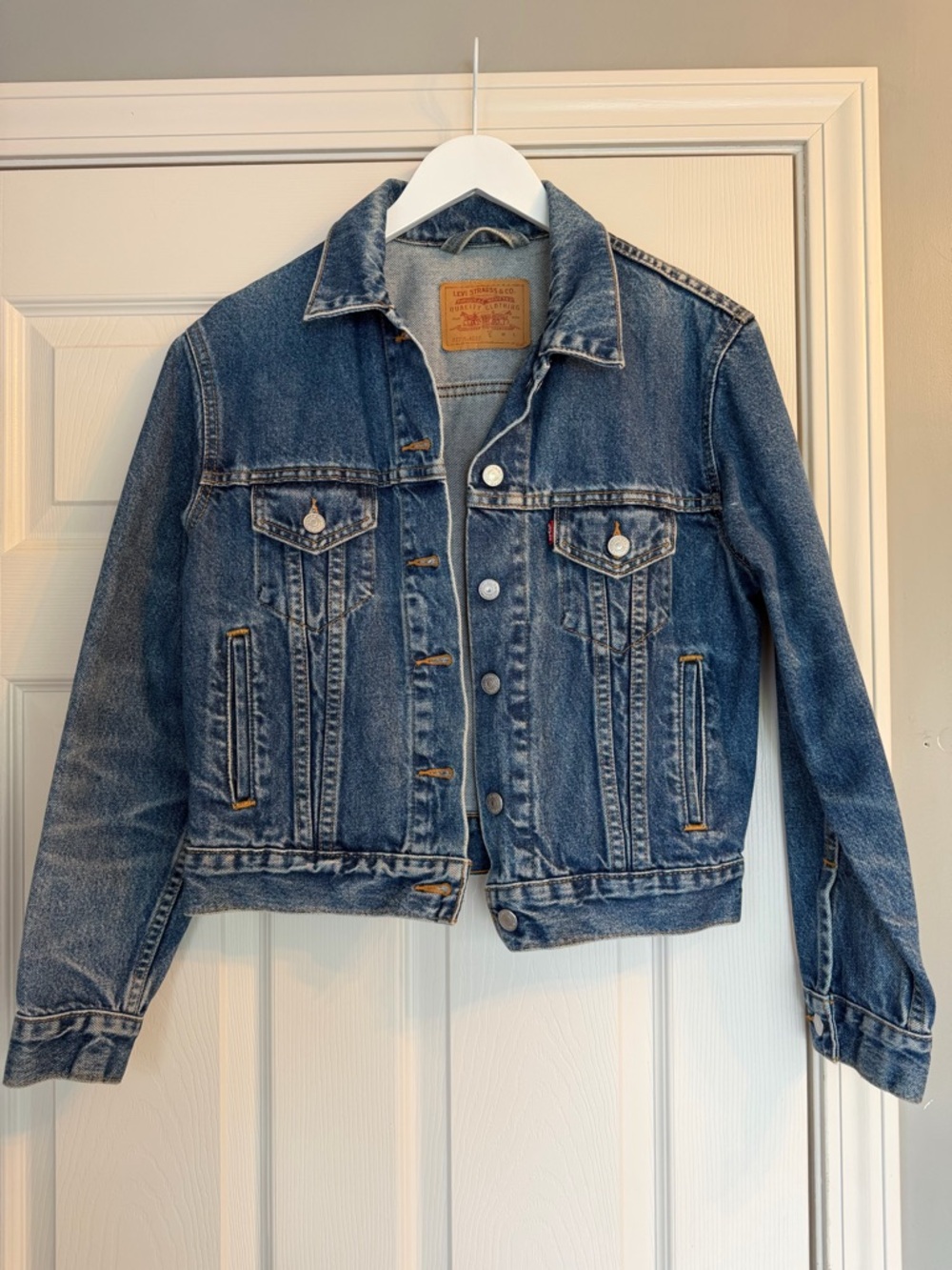 Levis Trucker Jacket Womens Small Blue Denim Medium Wash Misses Cotton Jean Y2K